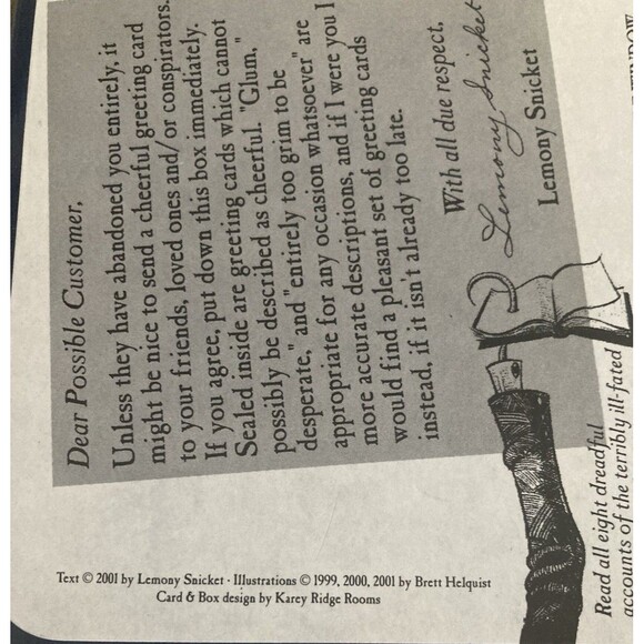 A Series of Unfortunate Events 12 Dismal Cards & Envelopes 2001 Sealed in Tin - Picture 6 of 12